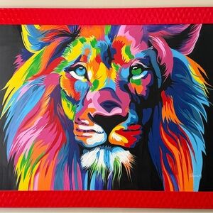 Vibrant Multicolor Lion Wall Art